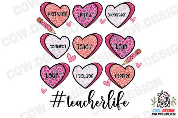Heart Teacher Life Valentine SVG Graphics