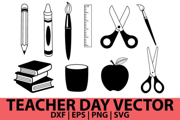 Teacher Day SVG Vector Silhouette Bundle for Crafts & Graphics